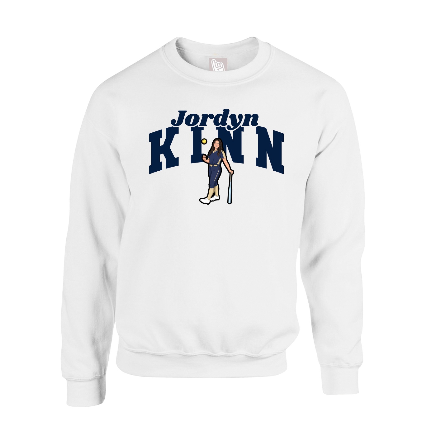 Fleece Crew — Signature Arch in White