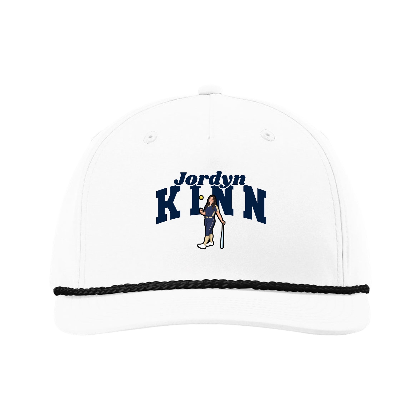 Five-Panel Classic Rope Cap — Signature Arch in White