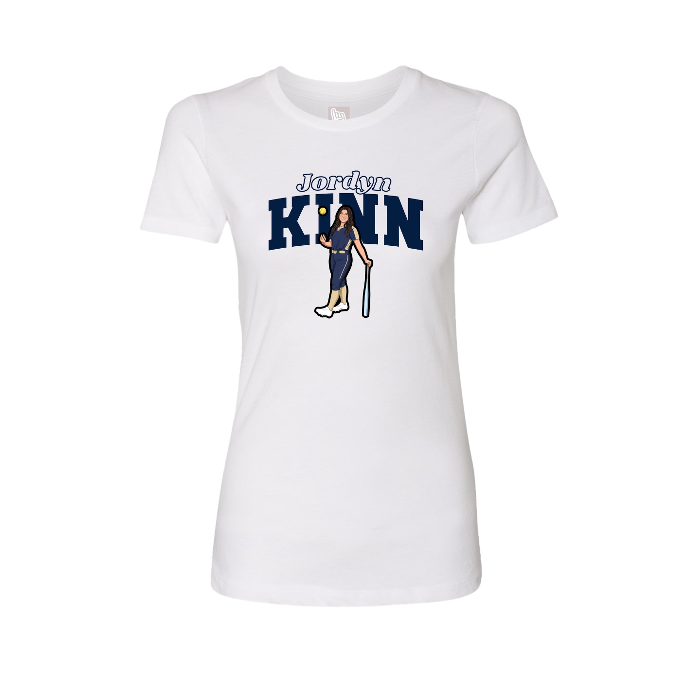 Womens Tee — Name Arch in White