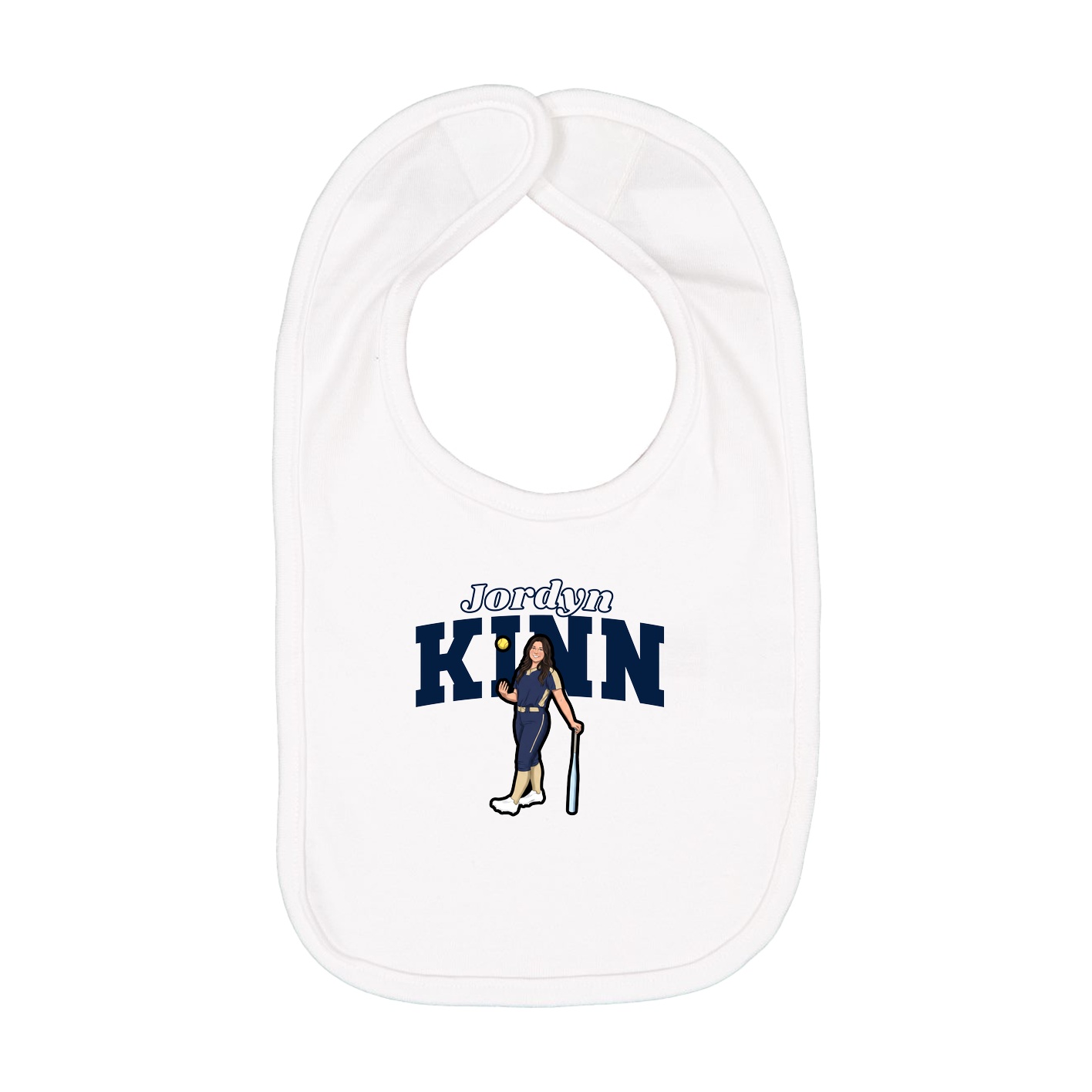 Infant Bib — Name Arch in White