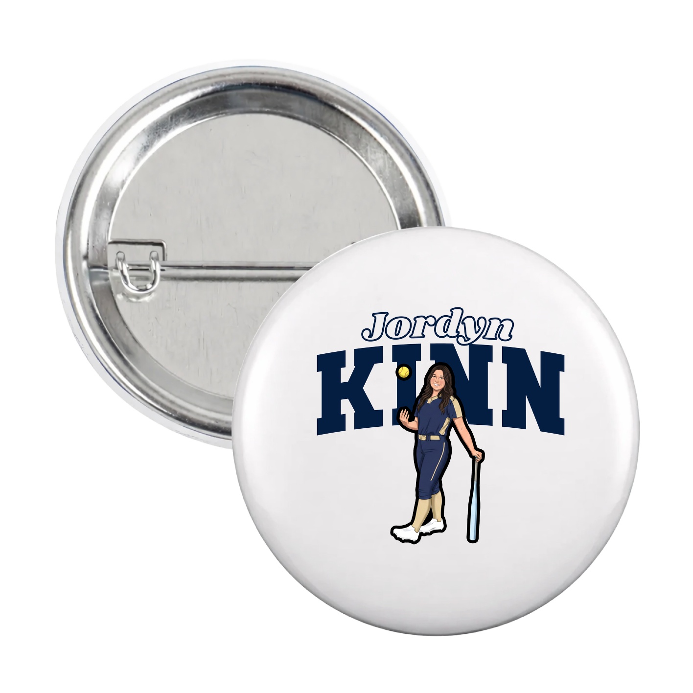 Game Day Button — Name Arch in White