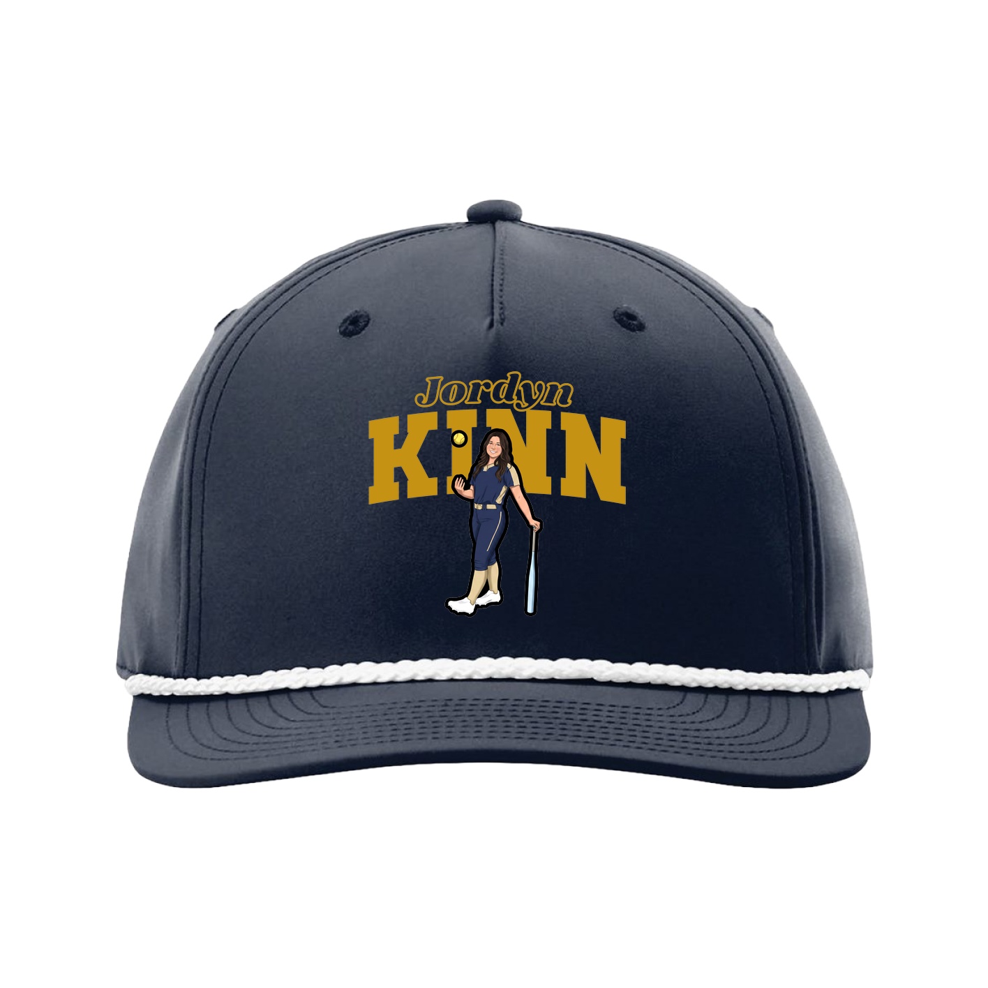 Five-Panel Classic Rope Cap — Name Arch in Navy