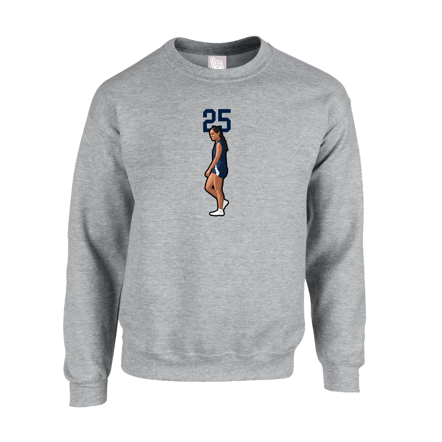 Fleece Crew — Number Top in Grey