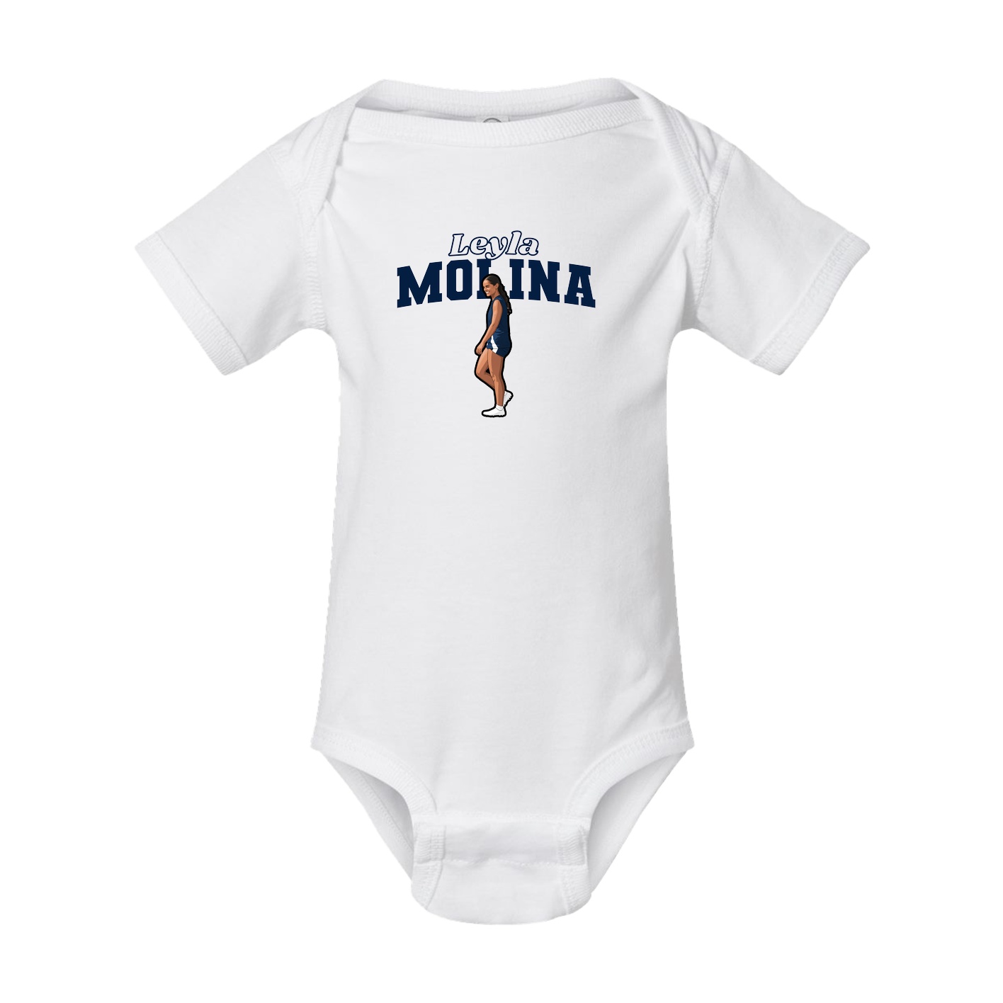 Baby Onesie — Name Arch in White