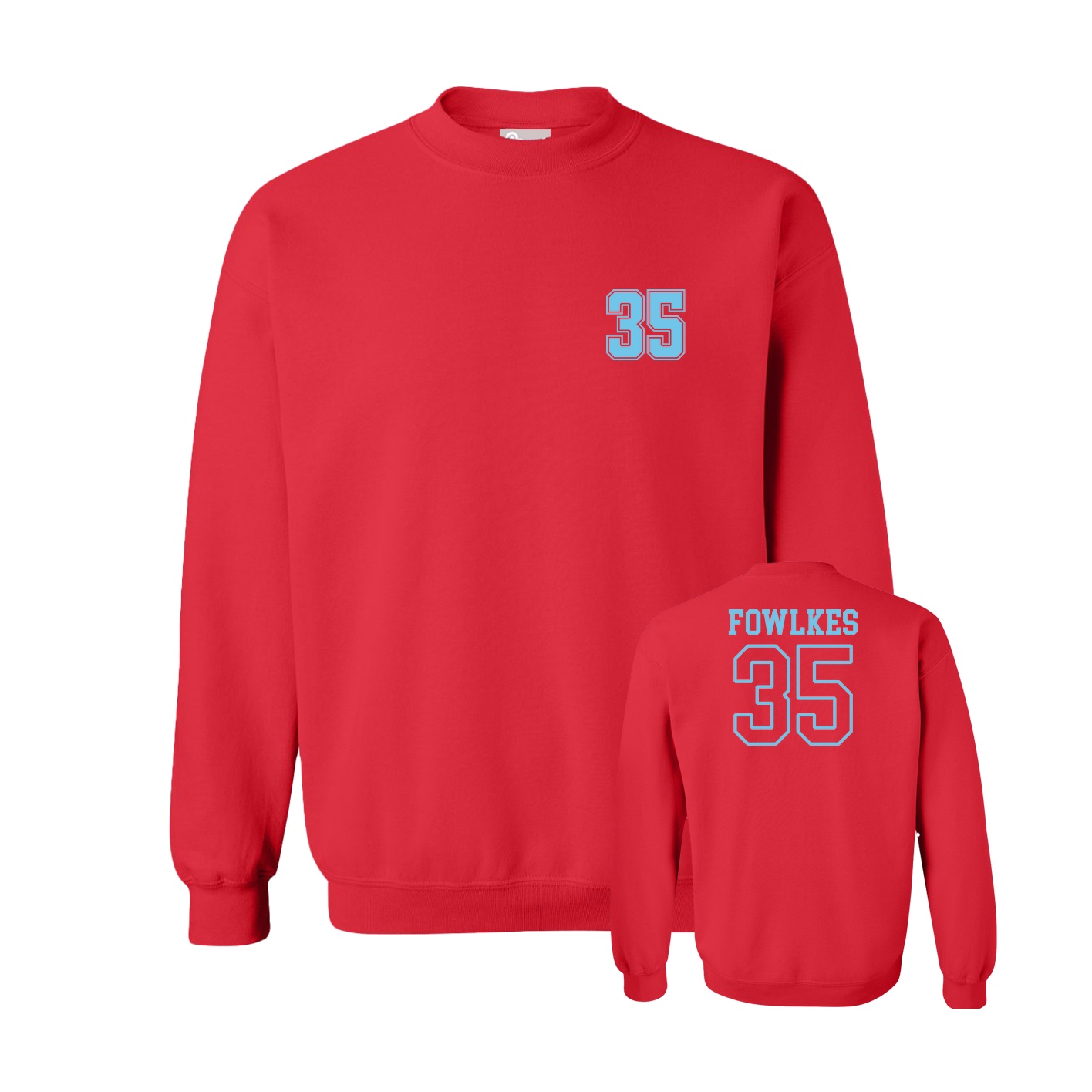 Fleece Crew — Chest Back in Red