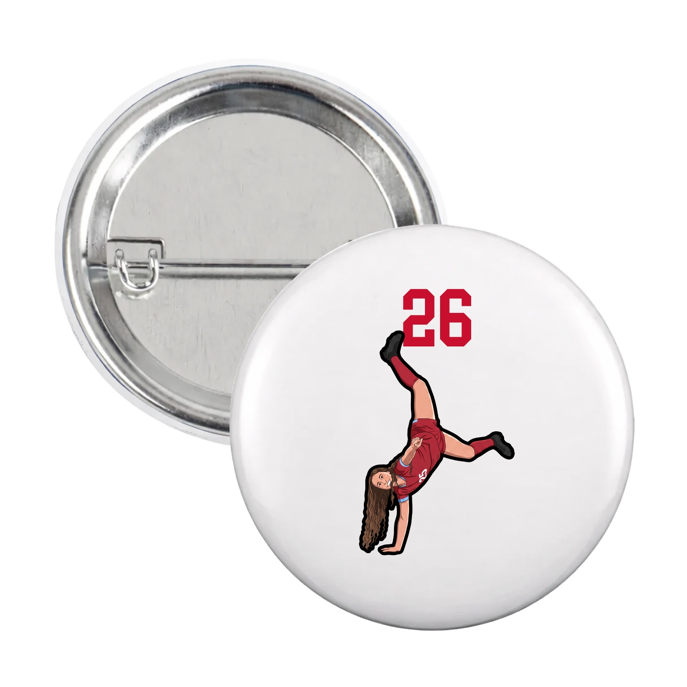 Game Day Button — Number Top in White