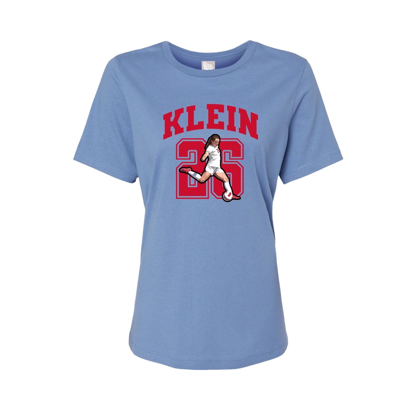 Fitted Women's Tee — Number in Powder Blue