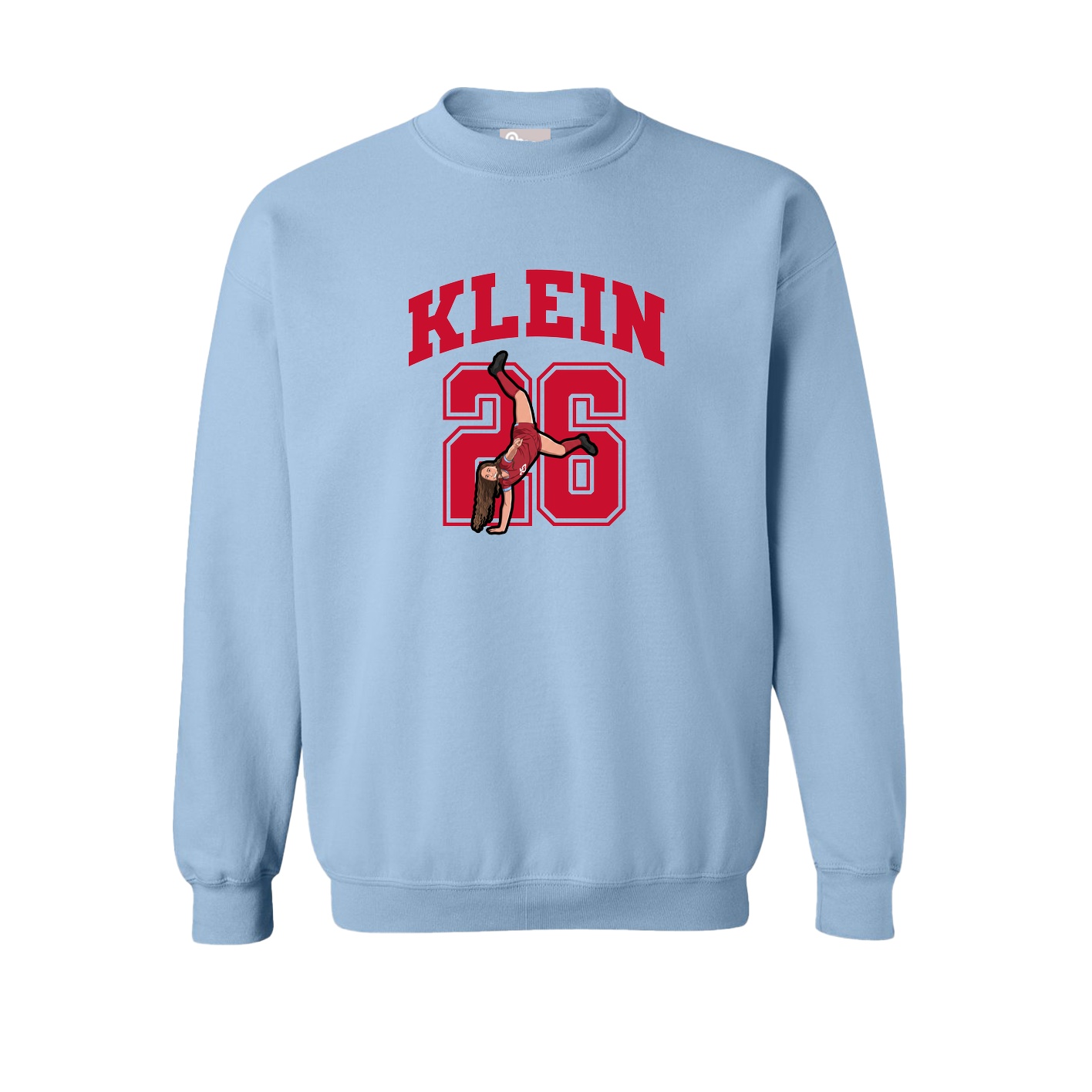 Fleece Crew — Number in Light Blue