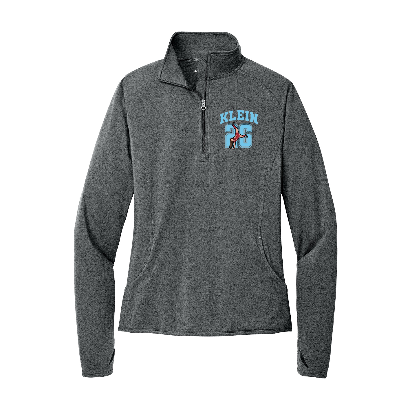Women's Q-Zip Pullover — Number in Grey
