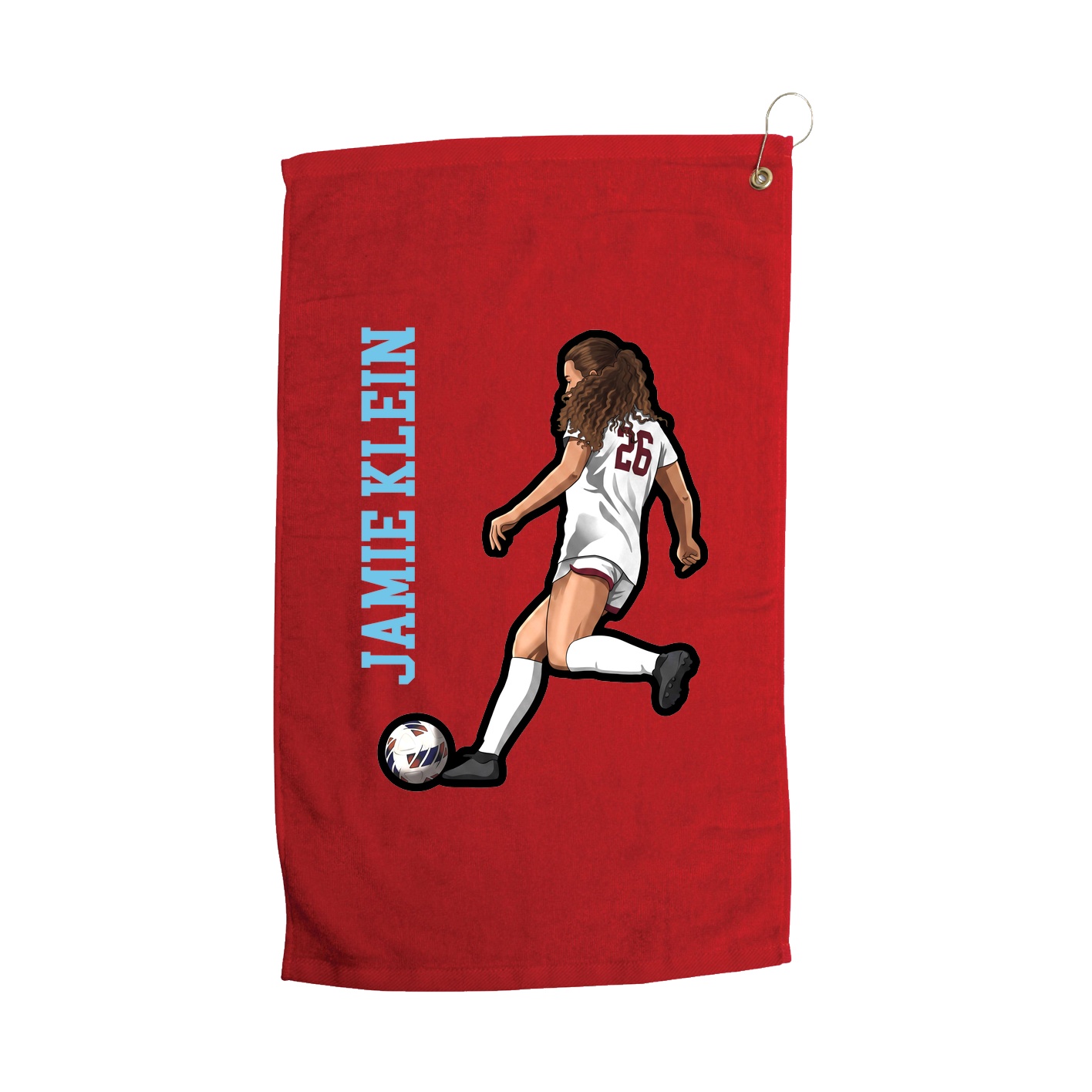 Golf Towel — Name Vertical in Red