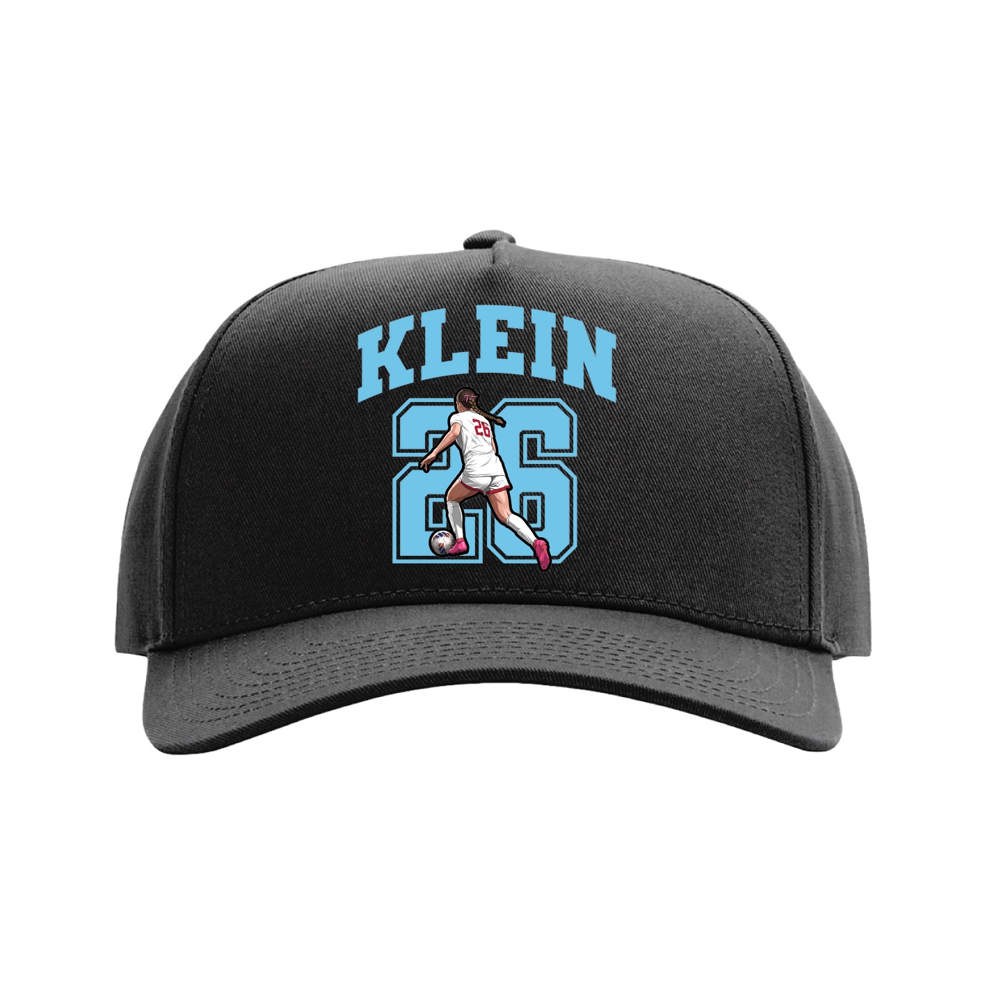 Full Fabric Five-Panel Champ Cap — Number in Black
