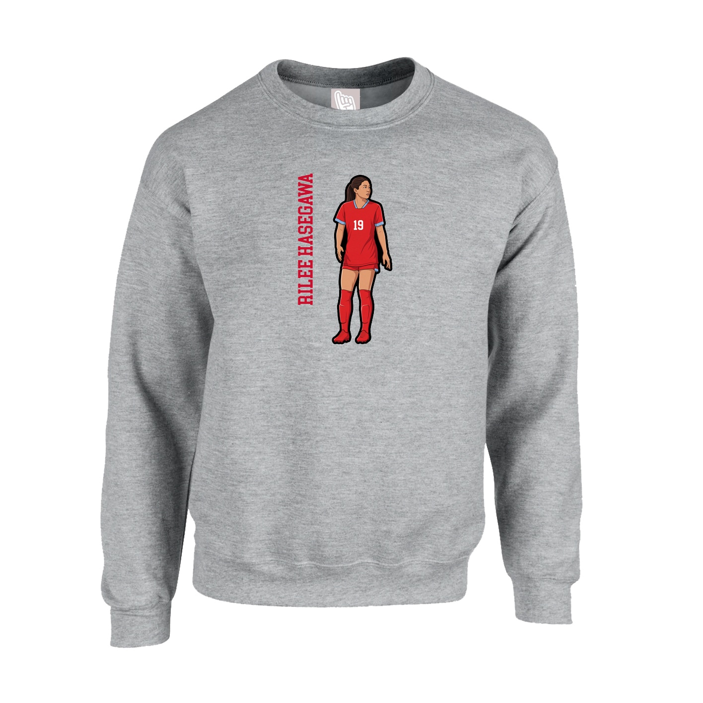 Fleece Crew — Name Vertical in Grey