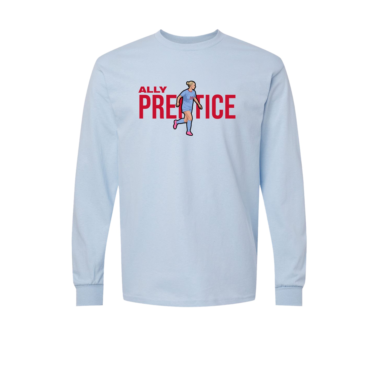 Long Sleeve Tee — Player Name in Light Blue