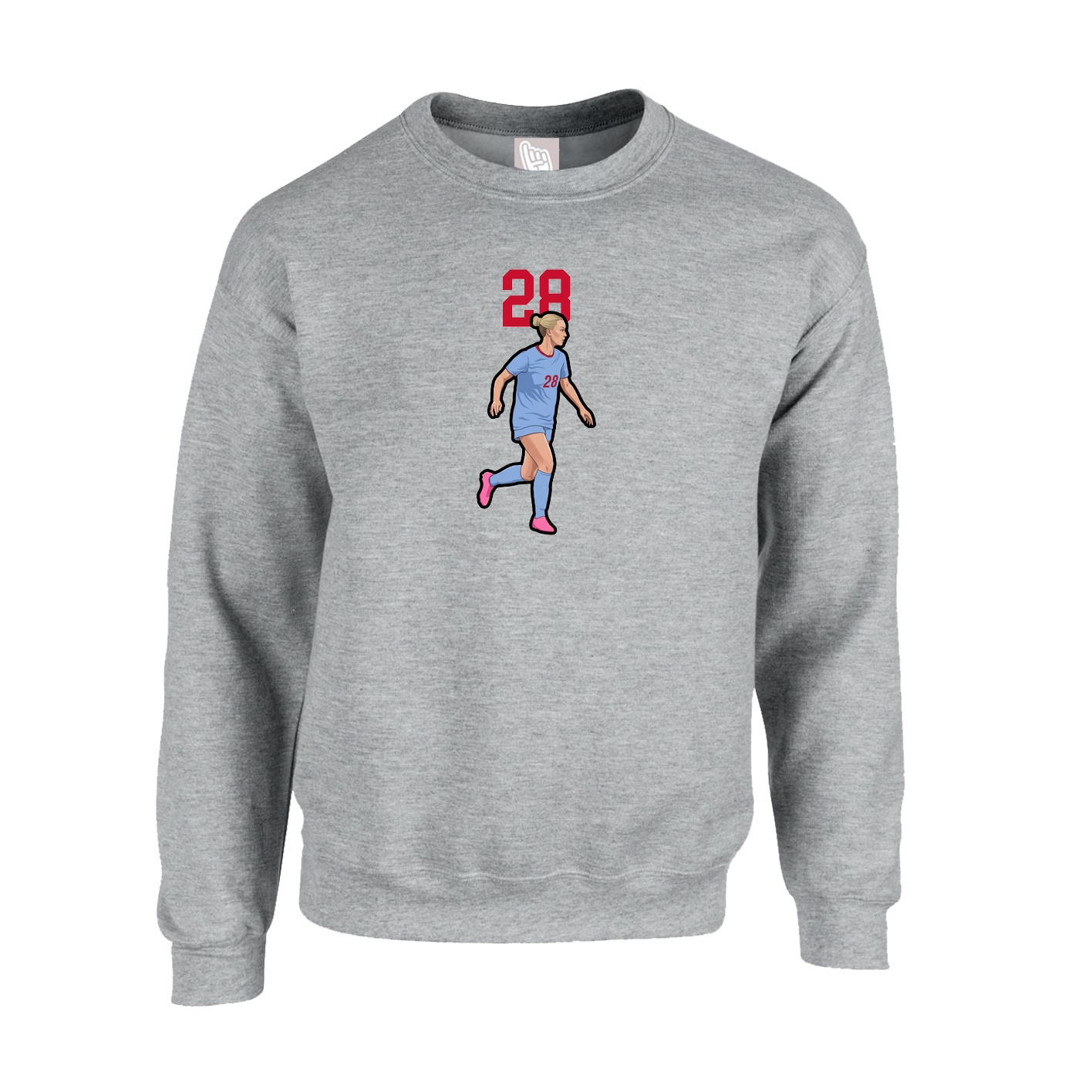 Fleece Crew — Number Top in Grey