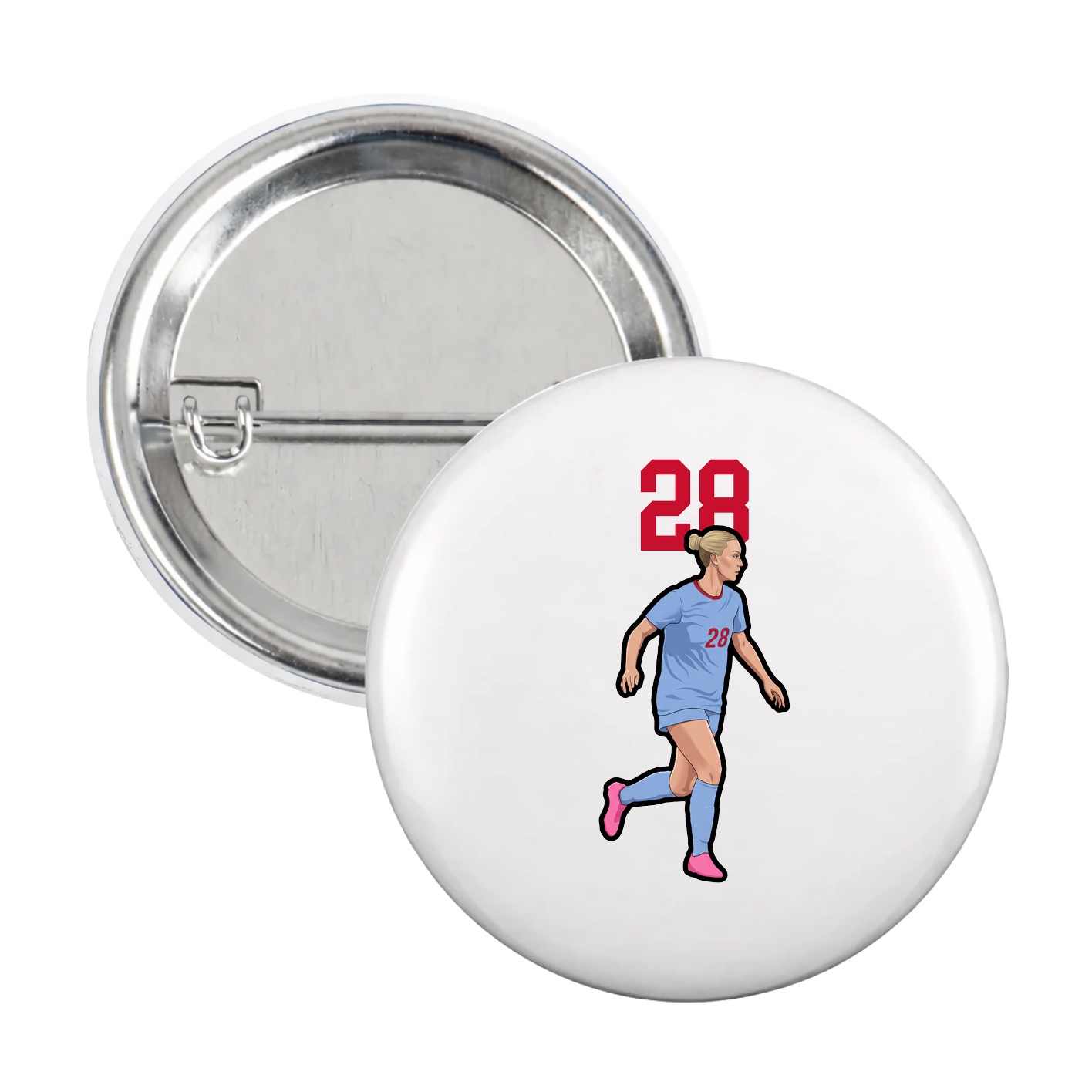 Game Day Button — Number Top in White
