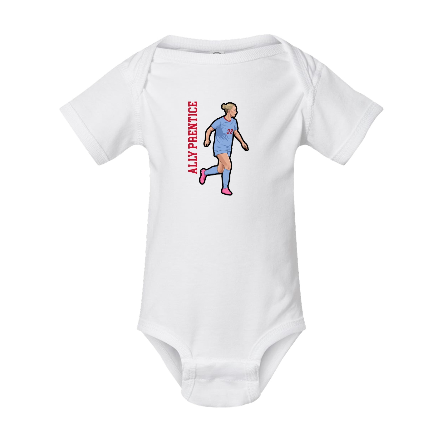 Baby Onesie — Name Vertical in White