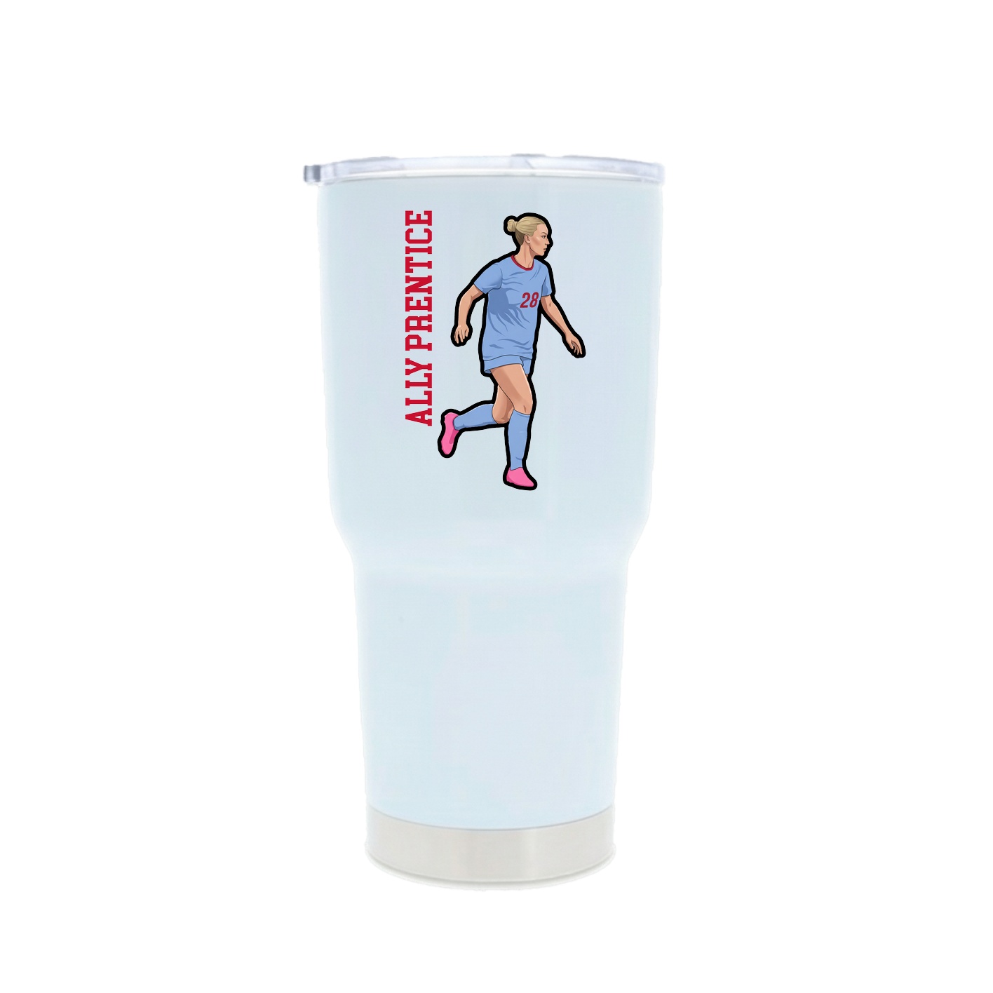 30oz Stainless Steel Tumbler — Name Vertical in White