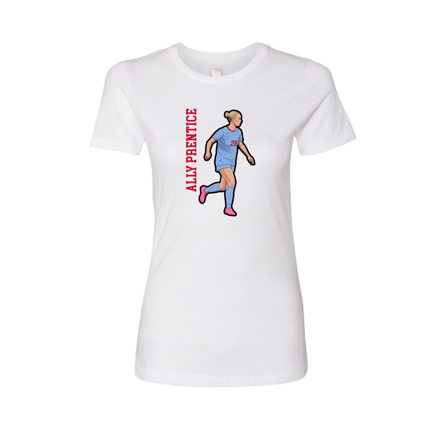 Fitted Women's Tee — Name Vertical in White