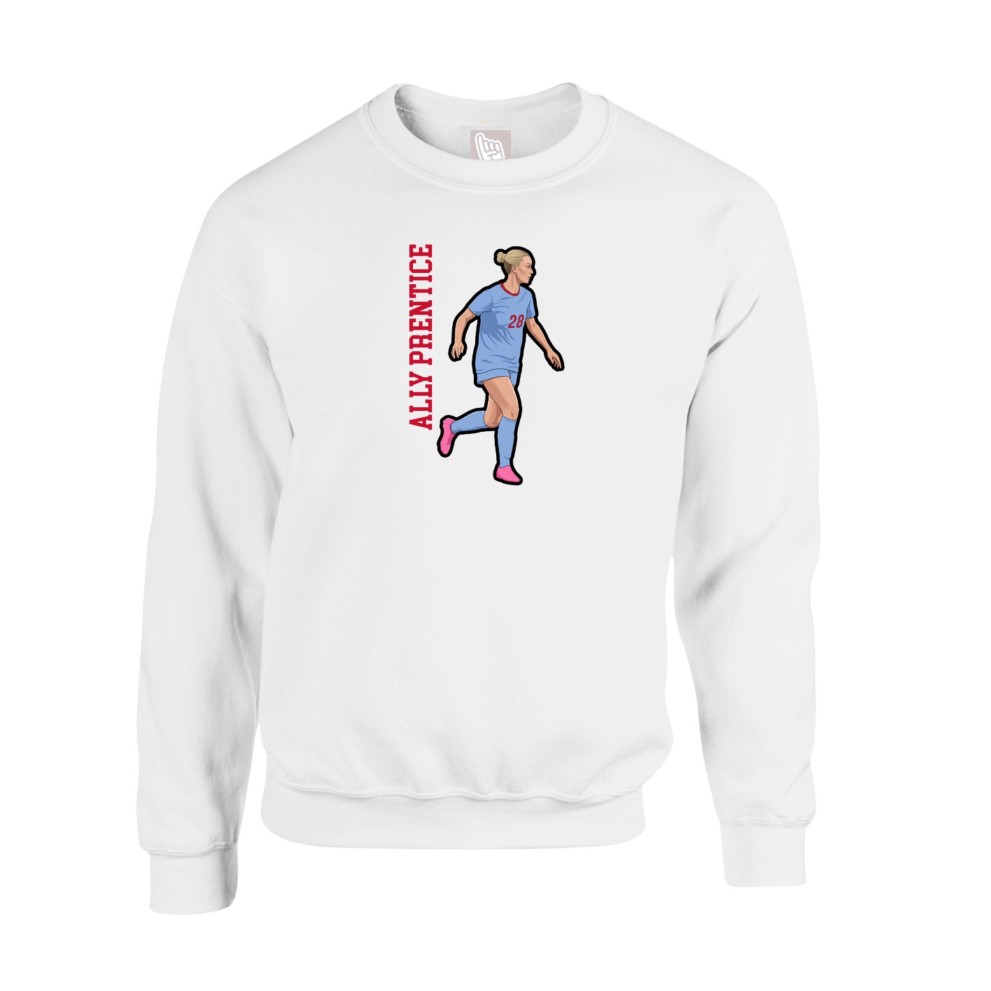 Fleece Crew — Name Vertical in White