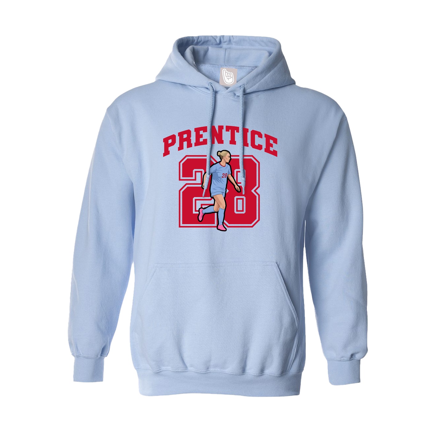 Hoodie — Number in Light Blue