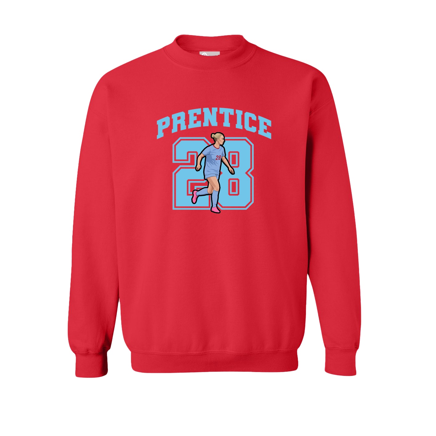 Fleece Crew — Number in Red