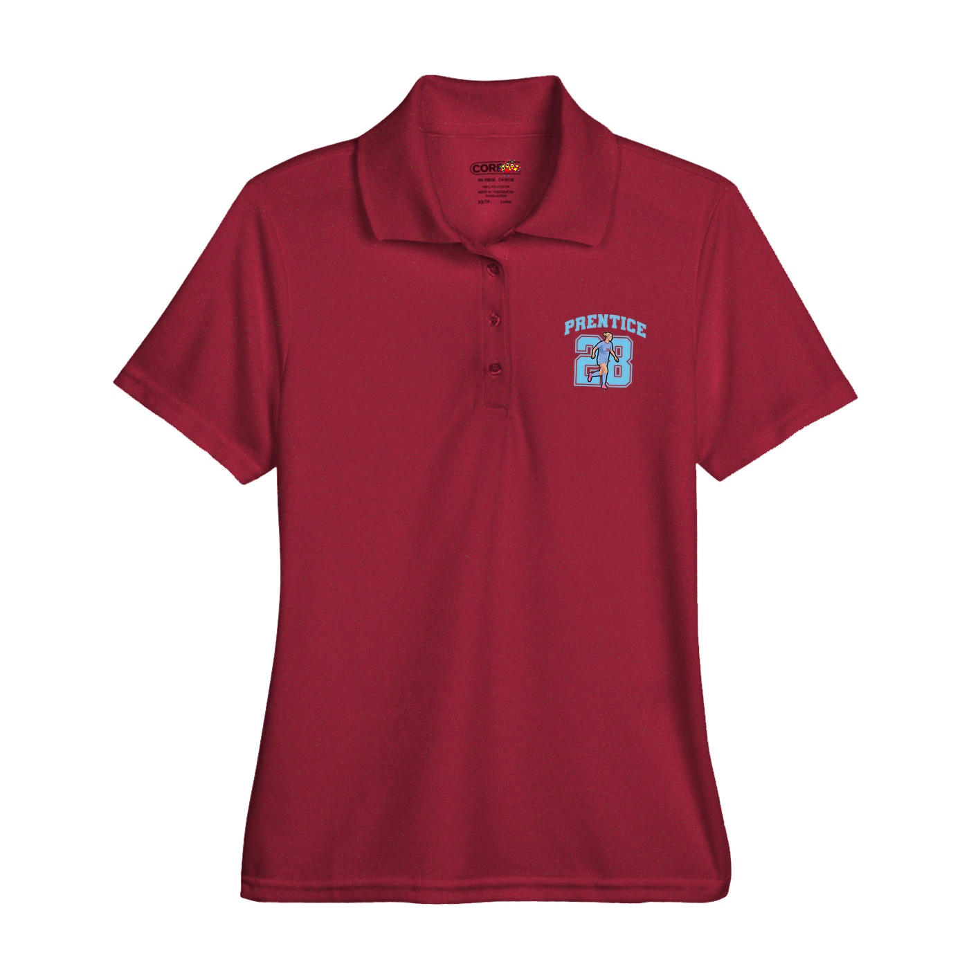Womens Performance Polo — Number in Red