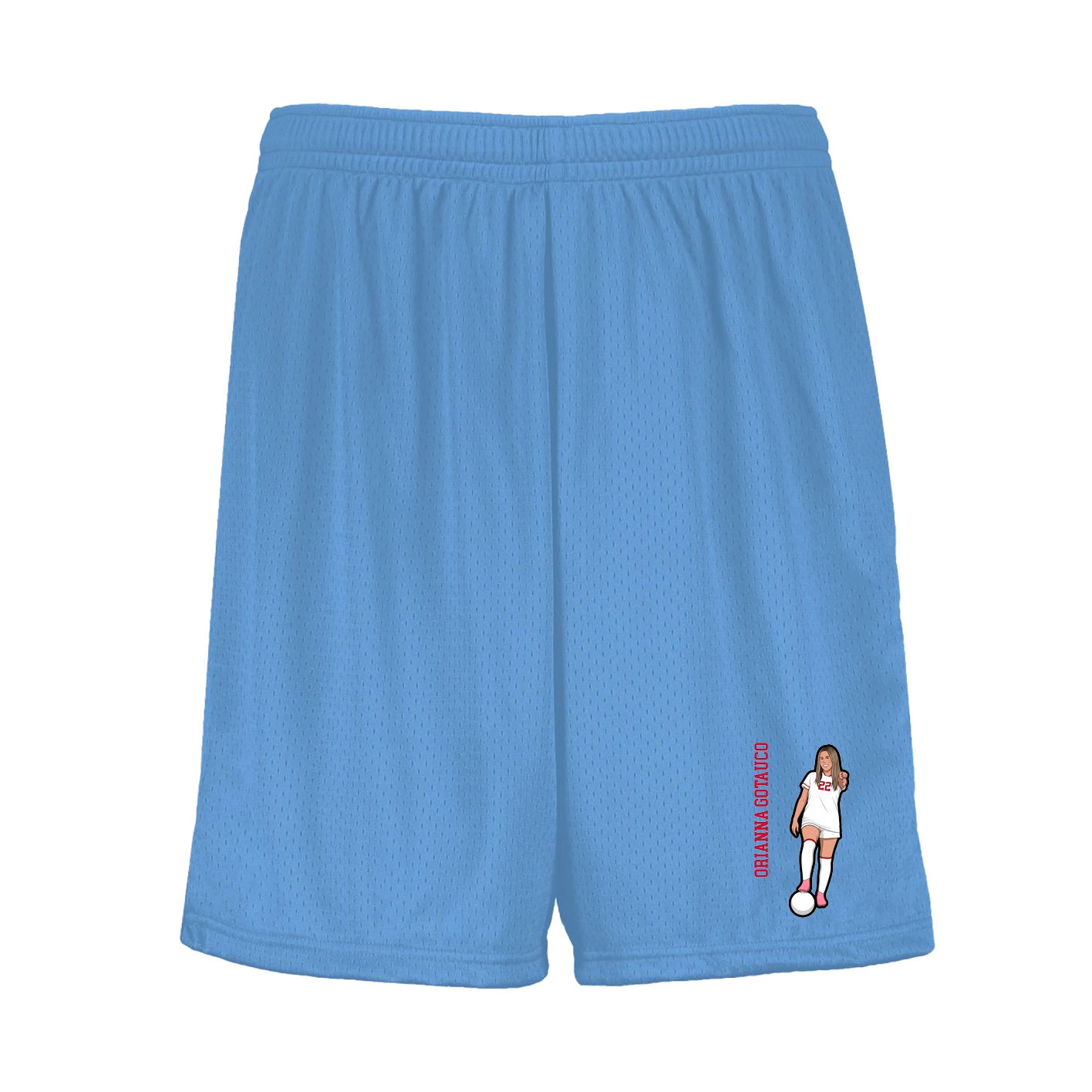 Shorts — Name Vertical in Light Blue