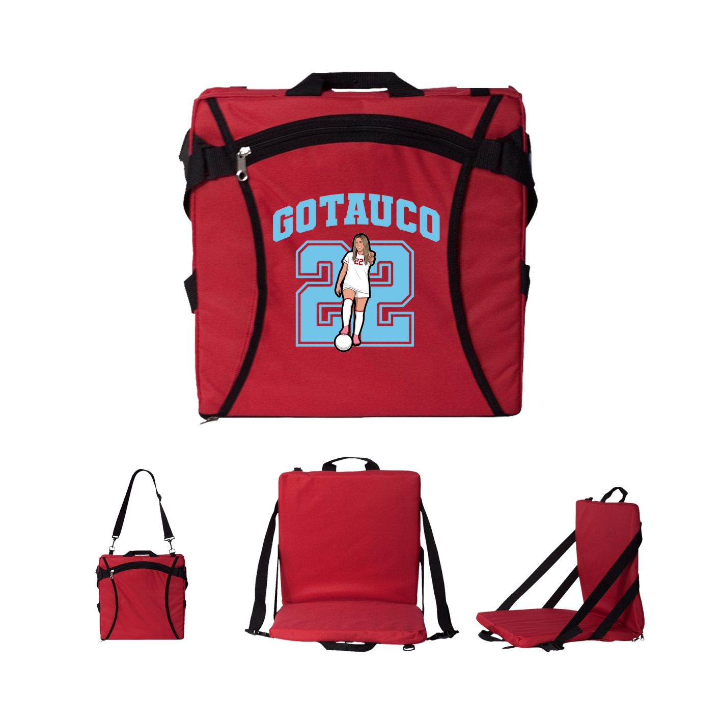 Folding Stadium Seat — Number in Red