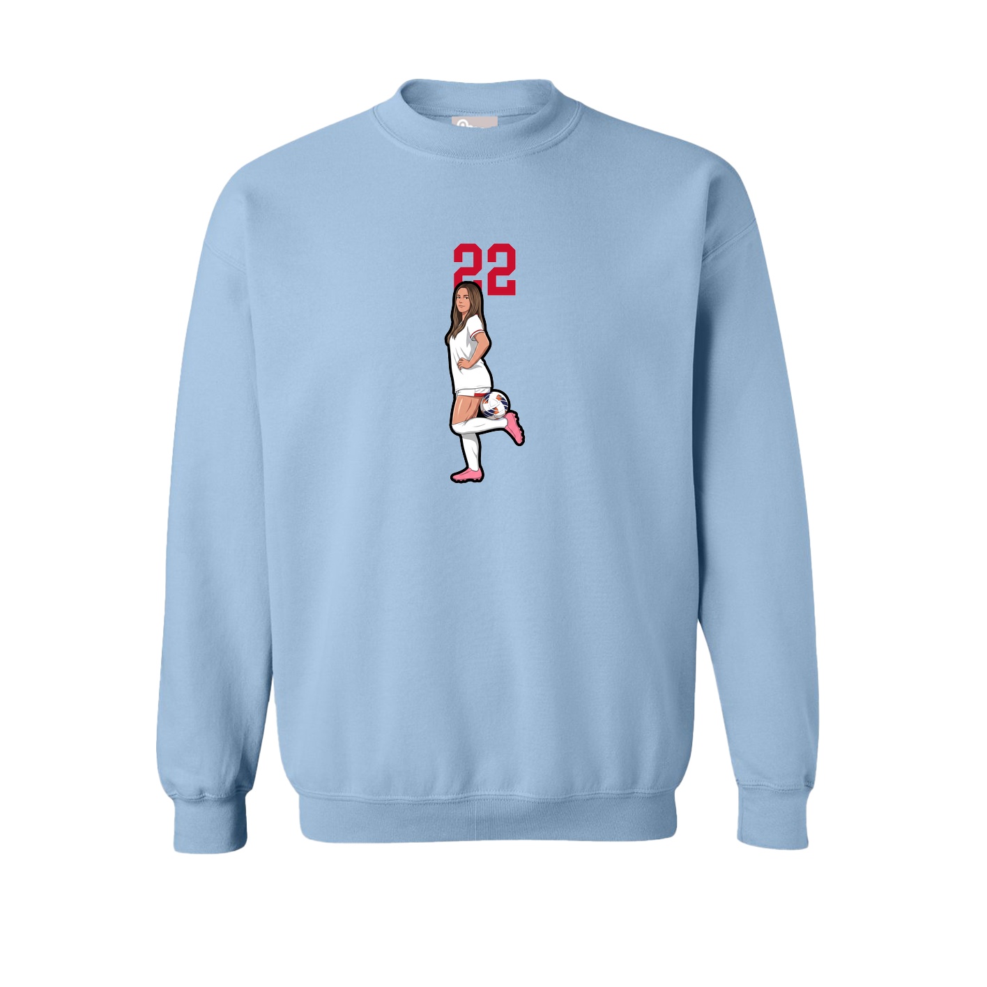 Fleece Crew — Number Top in Light Blue