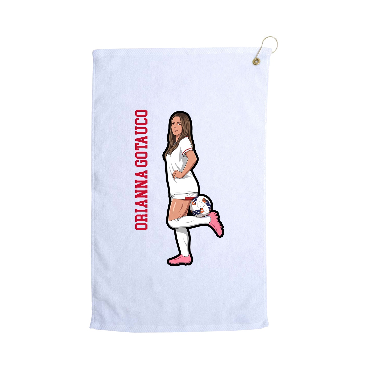 Golf Towel — Name Vertical in White