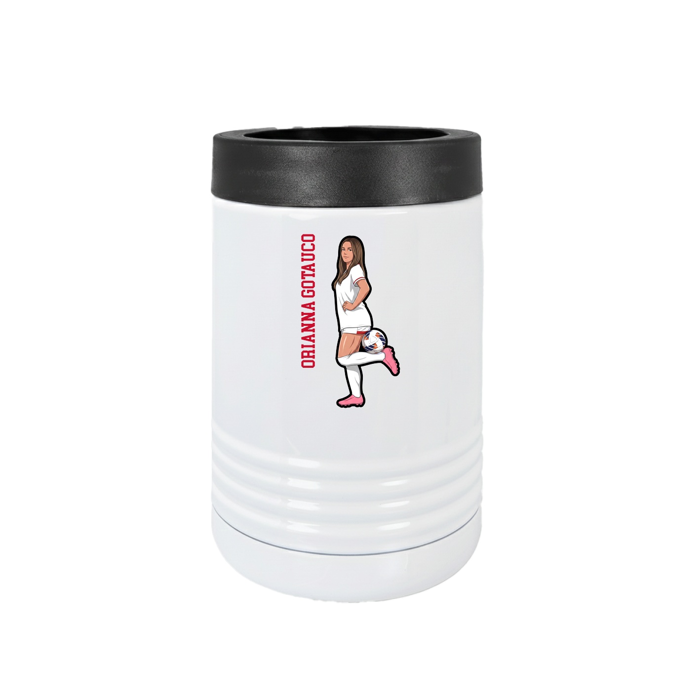 Beverage Holder — Name Vertical in White