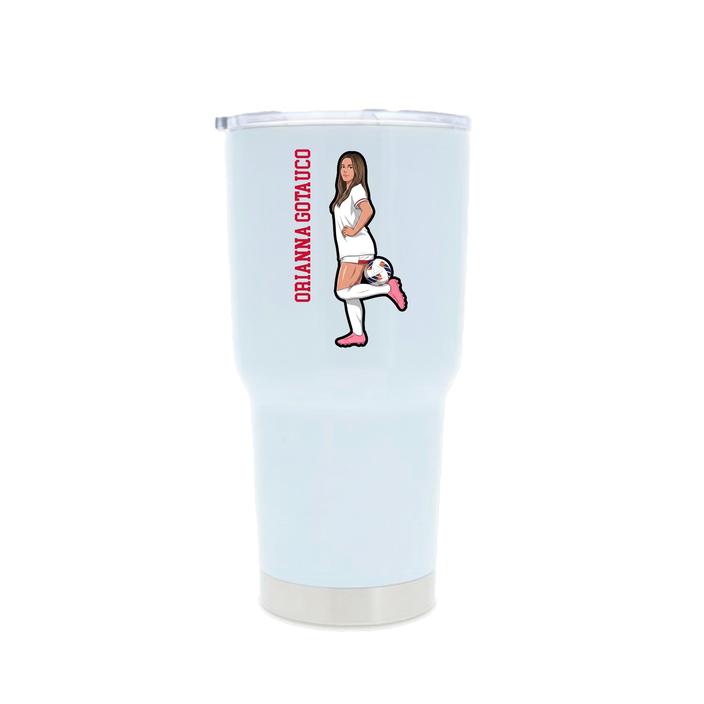 30oz Stainless Steel Tumbler — Name Vertical in White