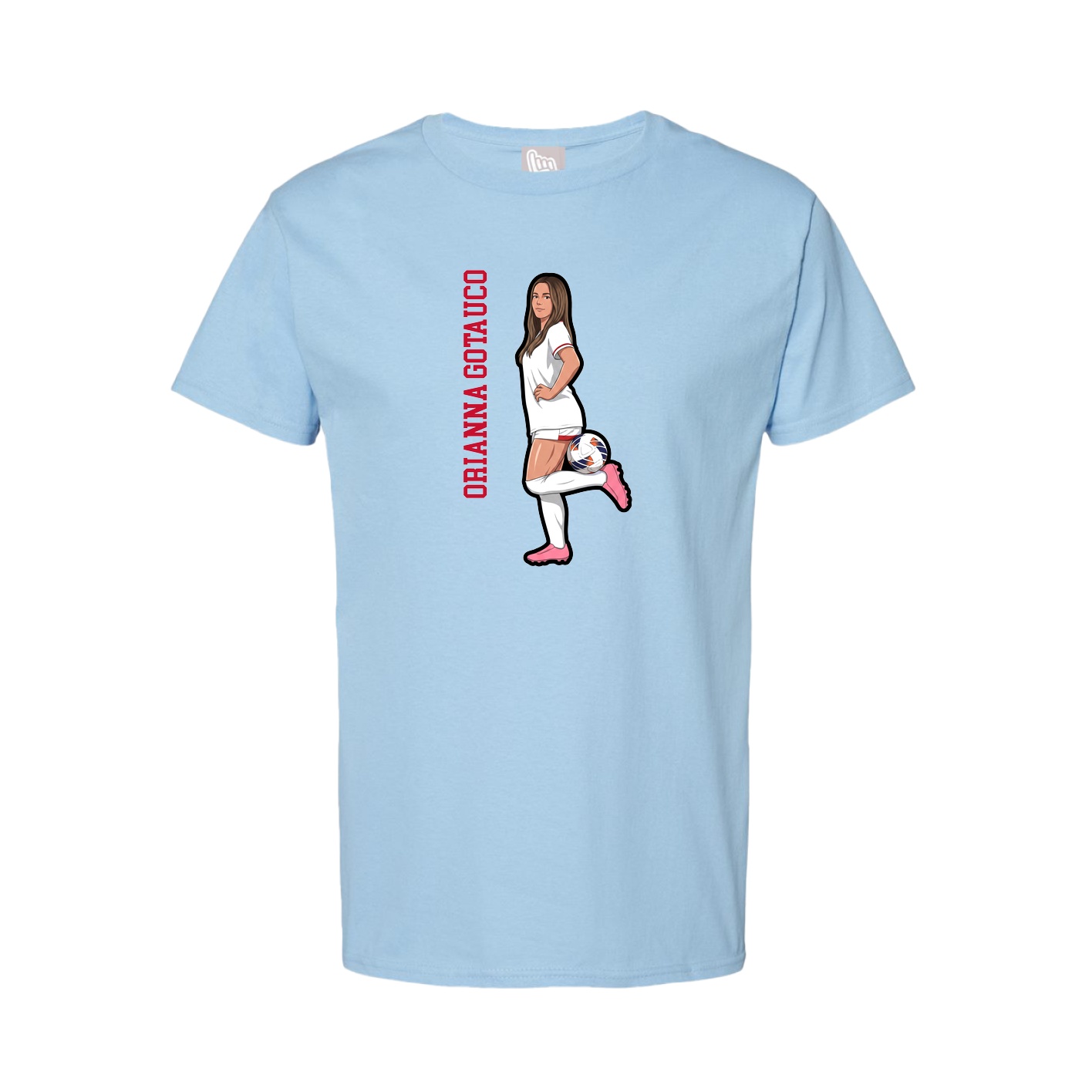 Tee — Name Vertical in Light Blue