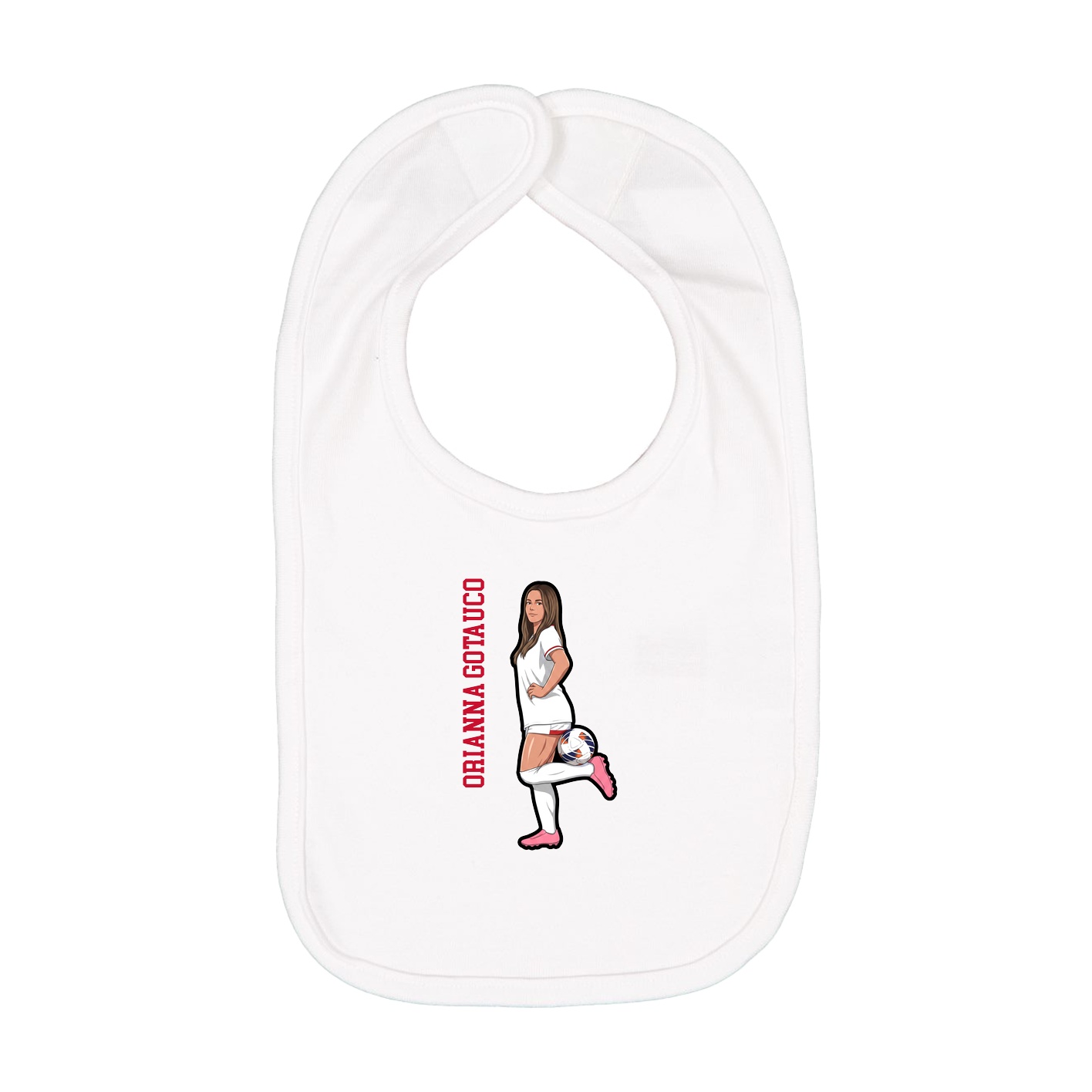 Infant Bib — Name Vertical in White
