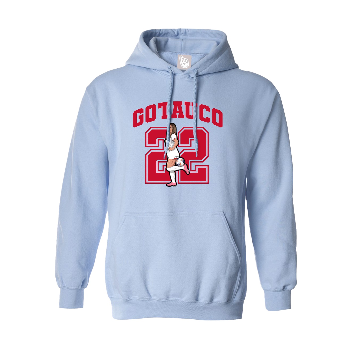 Hoodie — Number in Light Blue