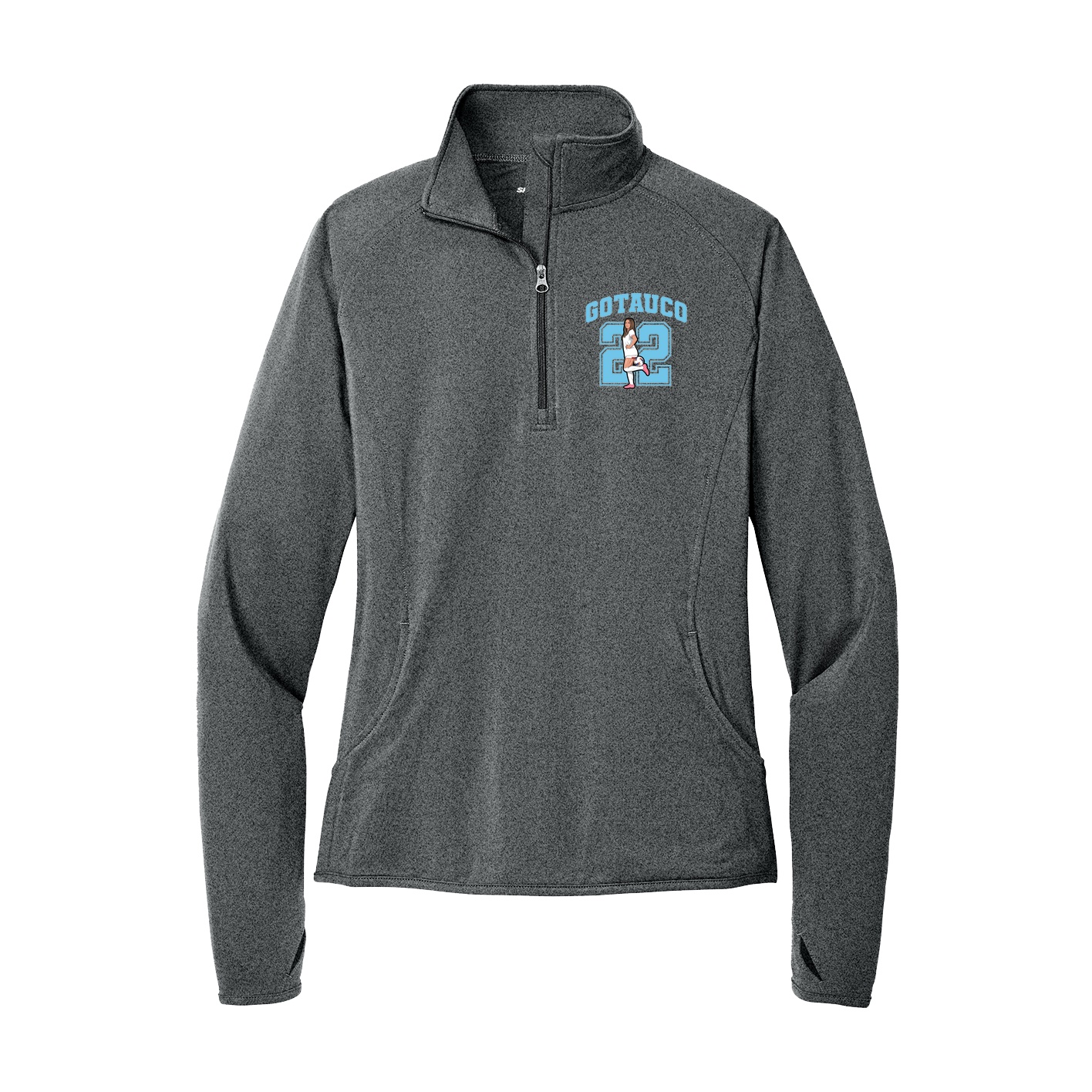 Women's Q-Zip Pullover — Number in Grey