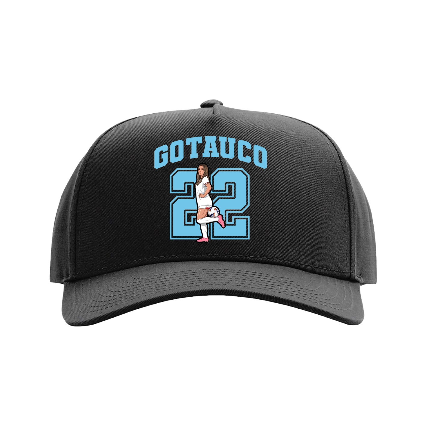 Full Fabric Five-Panel Champ Cap — Number in Black