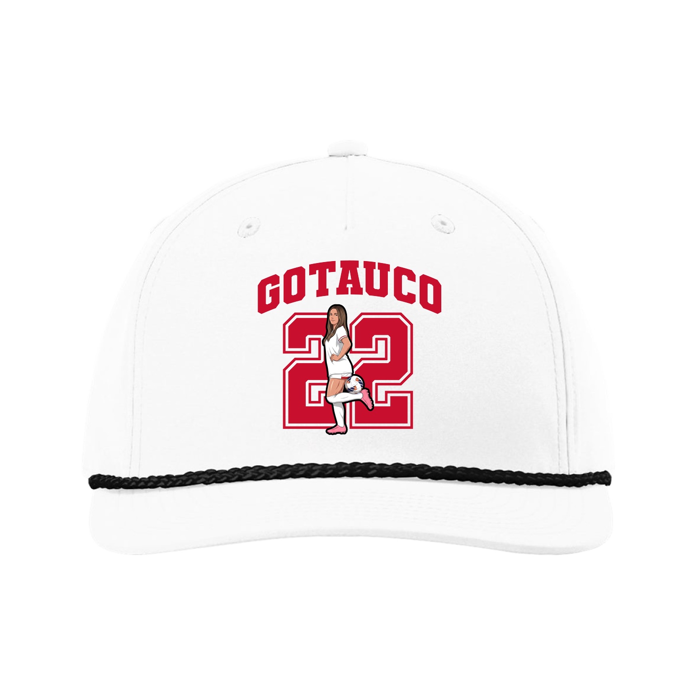 Five-Panel Classic Rope Cap — Number in White