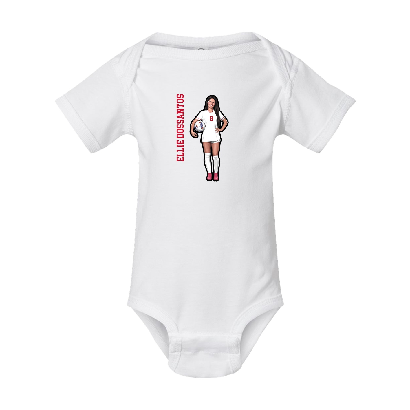 Baby Onesie — Name Vertical in White