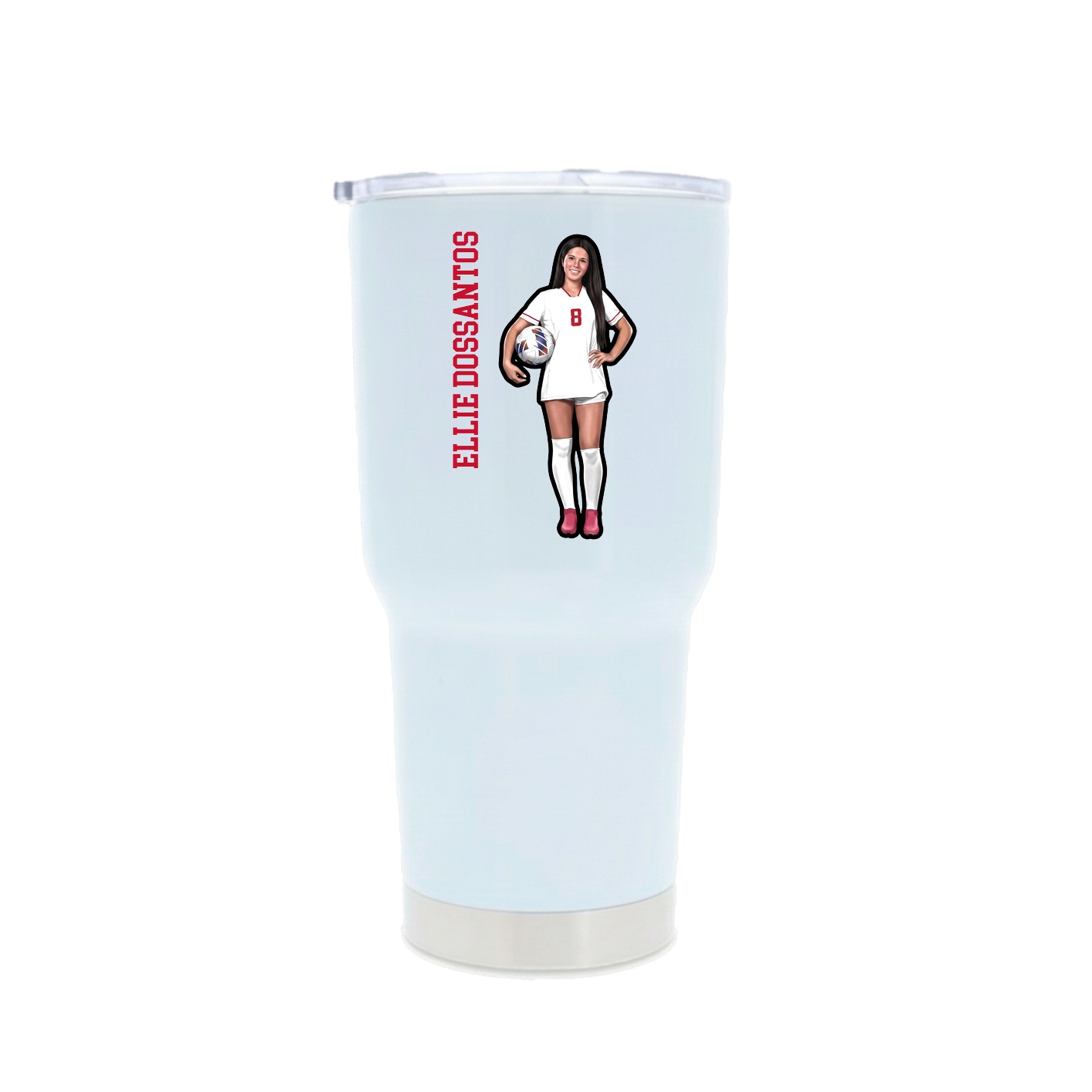 30oz Stainless Steel Tumbler — Name Vertical in White