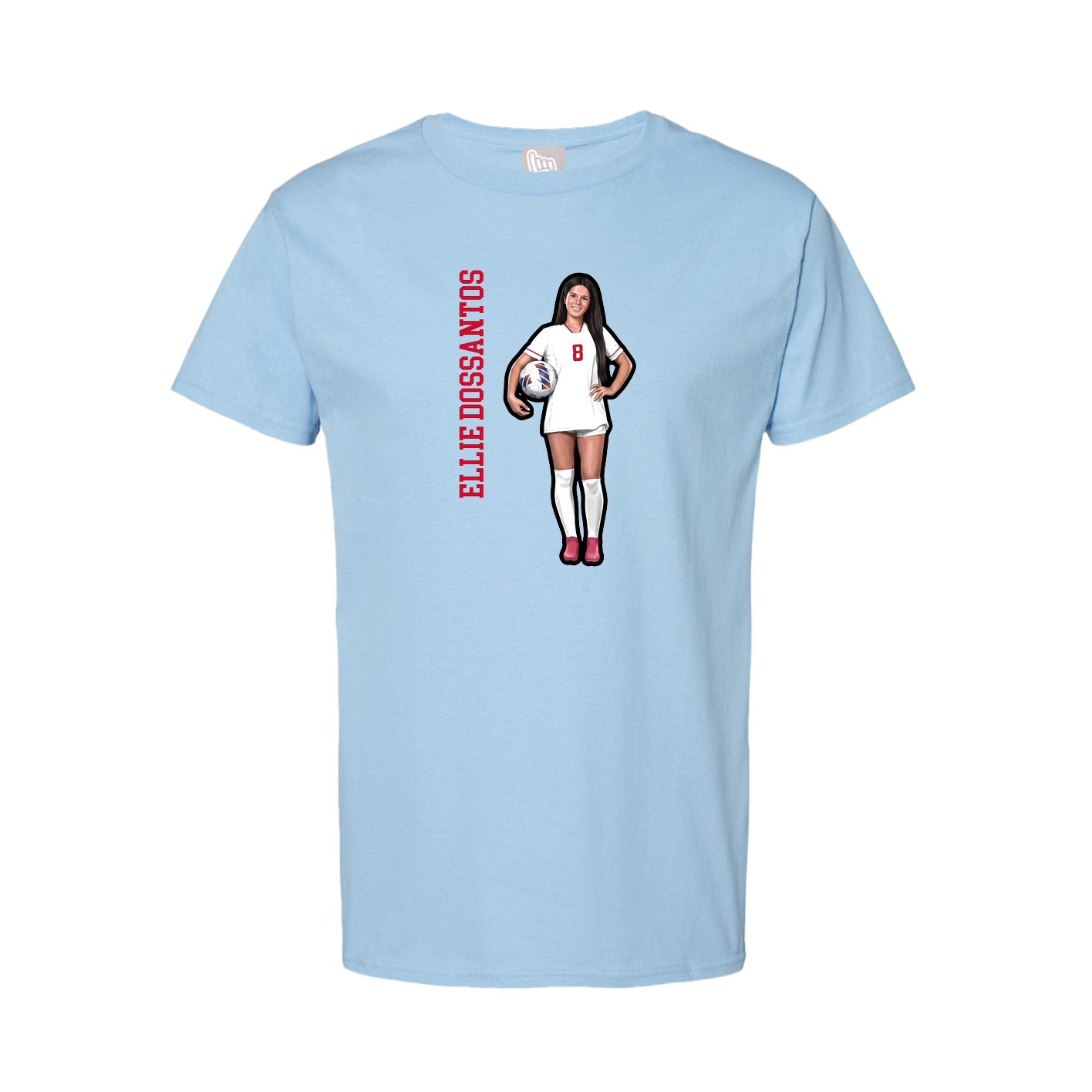 Youth Tee — Name Vertical in Light Blue
