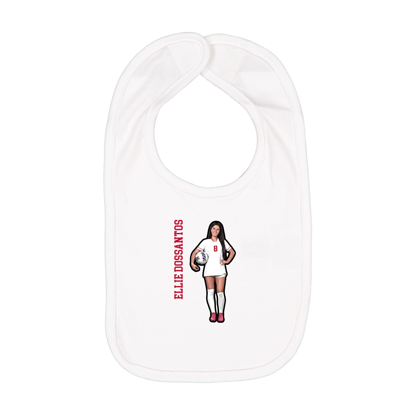 Infant Bib — Name Vertical in White