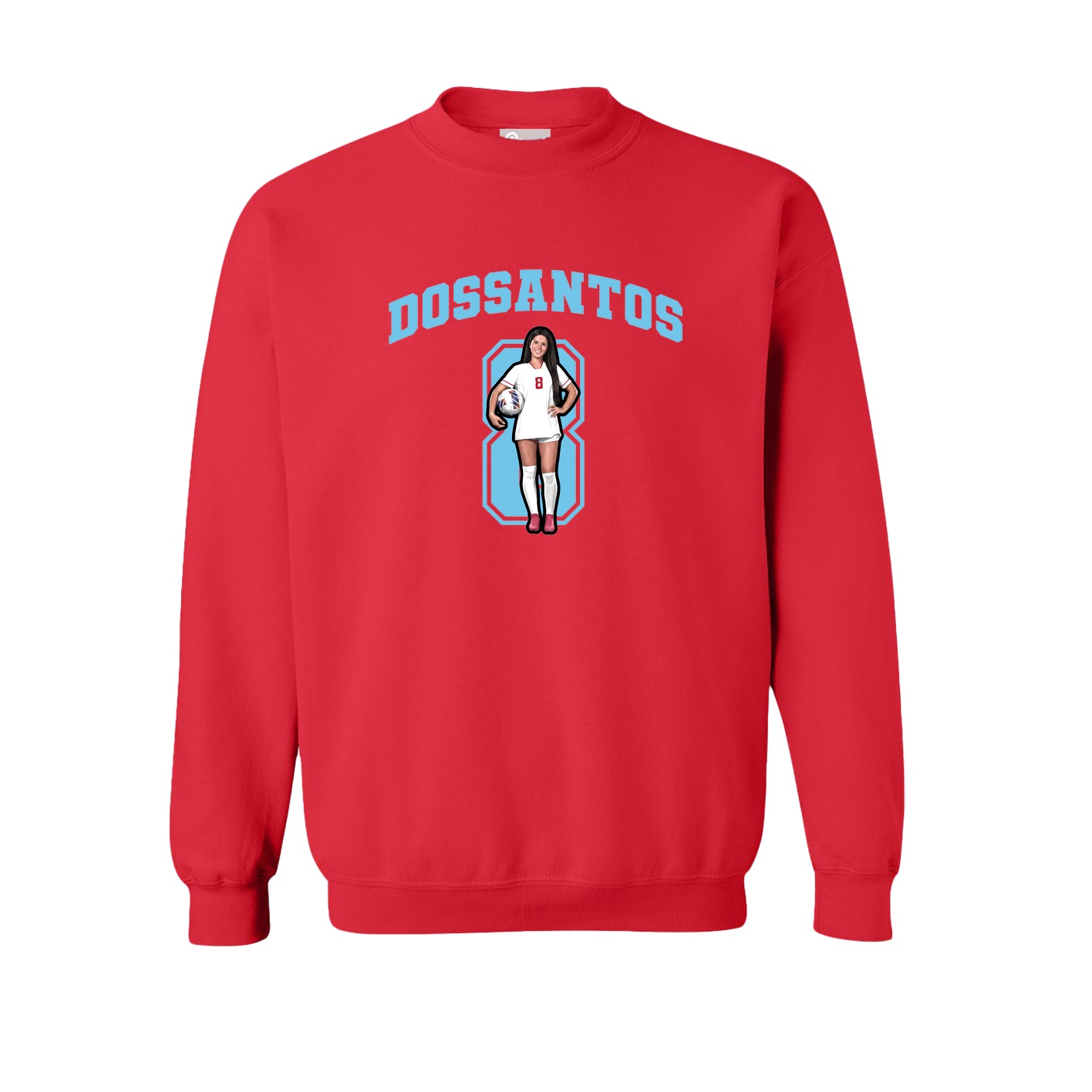 Fleece Crew — Number in Red