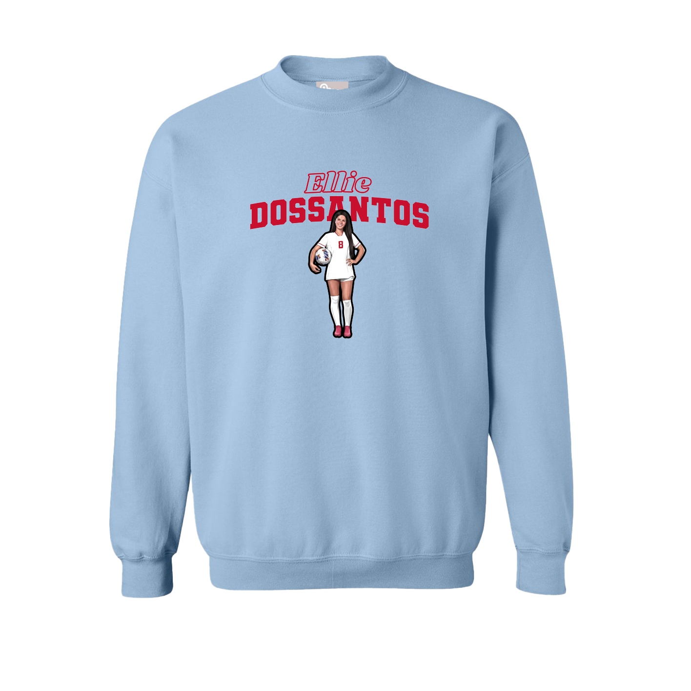 Fleece Crew — Name Arch in Light Blue