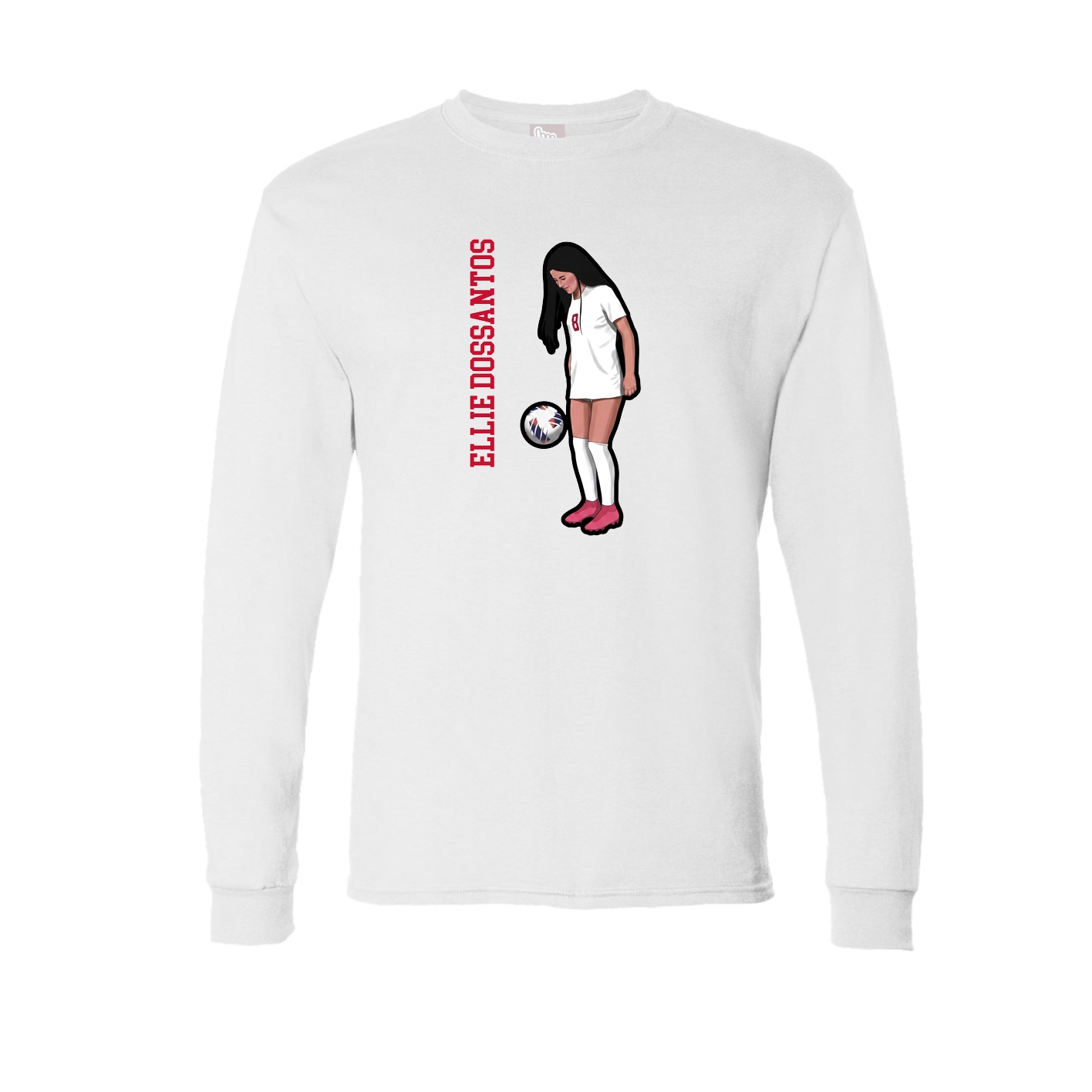 Long Sleeve Tee — Name Vertical in White