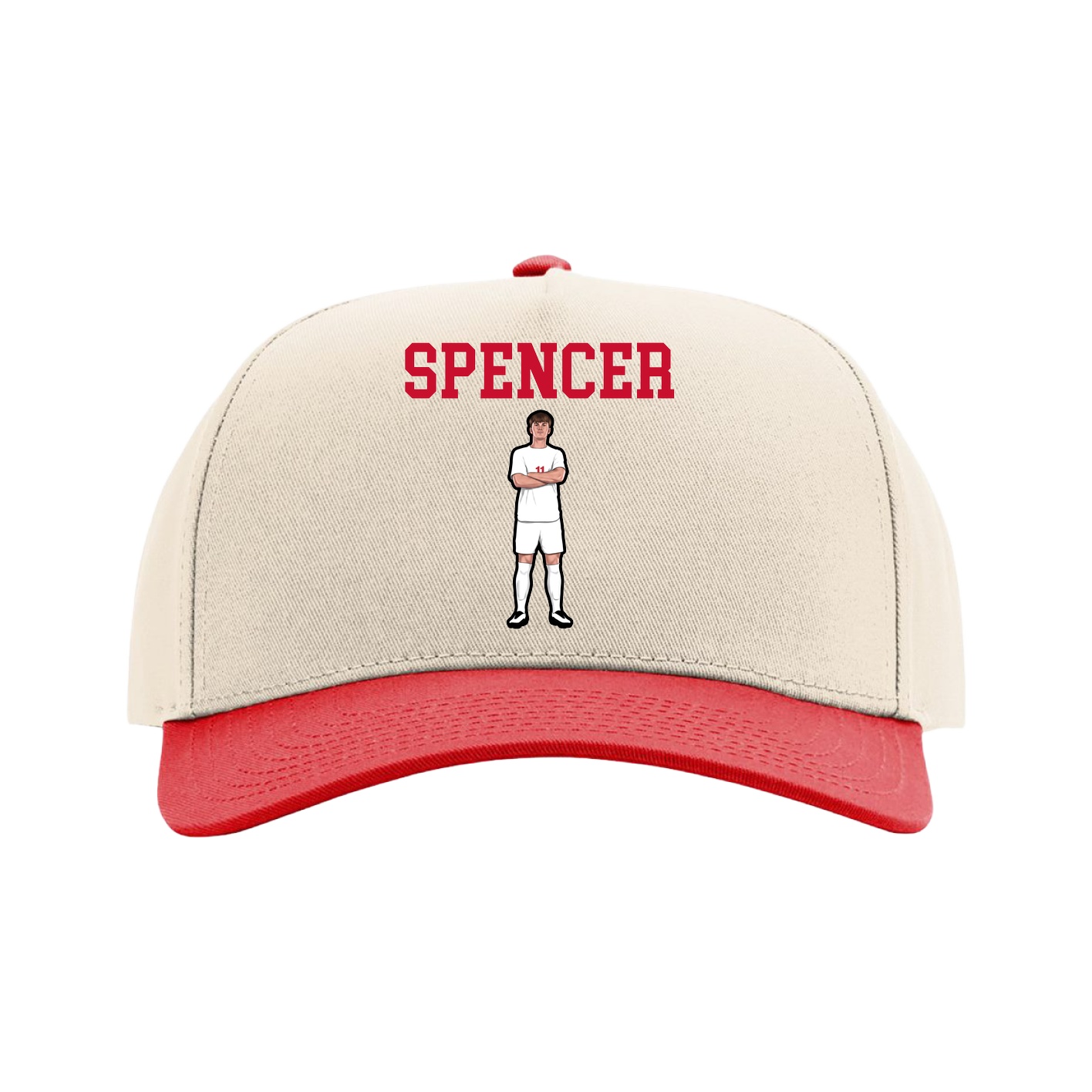 Full Fabric Five-Panel Champ Cap — Shirsey in Cream/Red