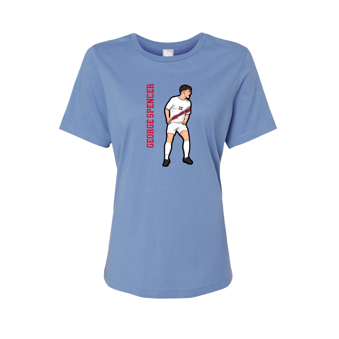 Fitted Women's Tee — Name Vertical in Powder Blue