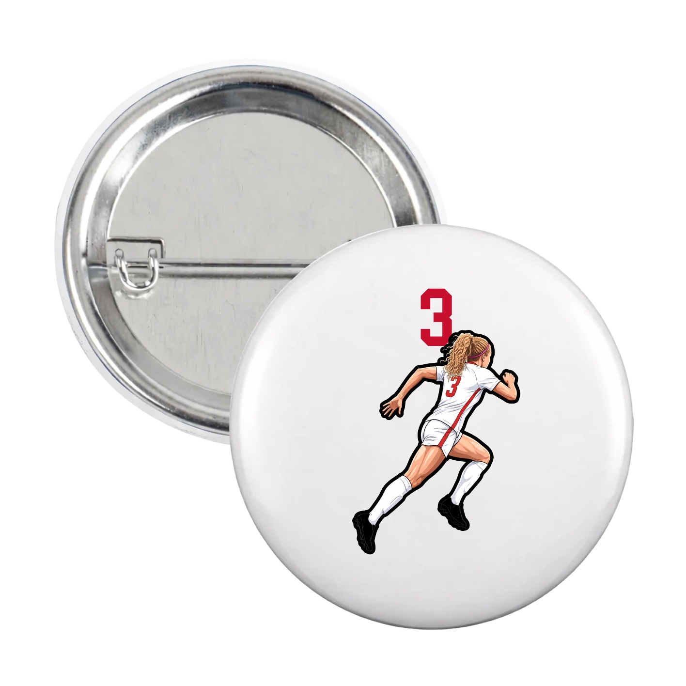 Game Day Button — Number Top in White