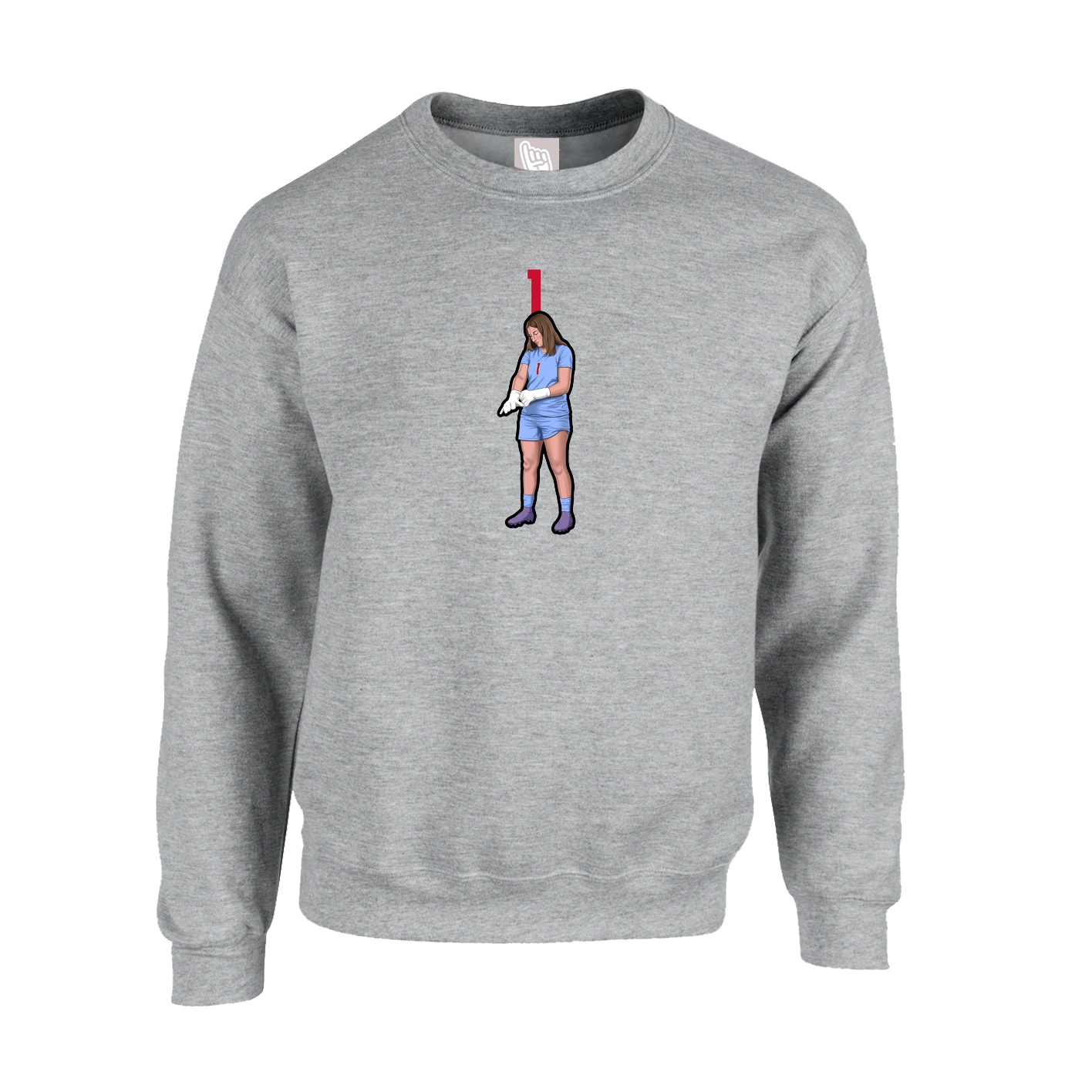 Fleece Crew — Number Top in Grey