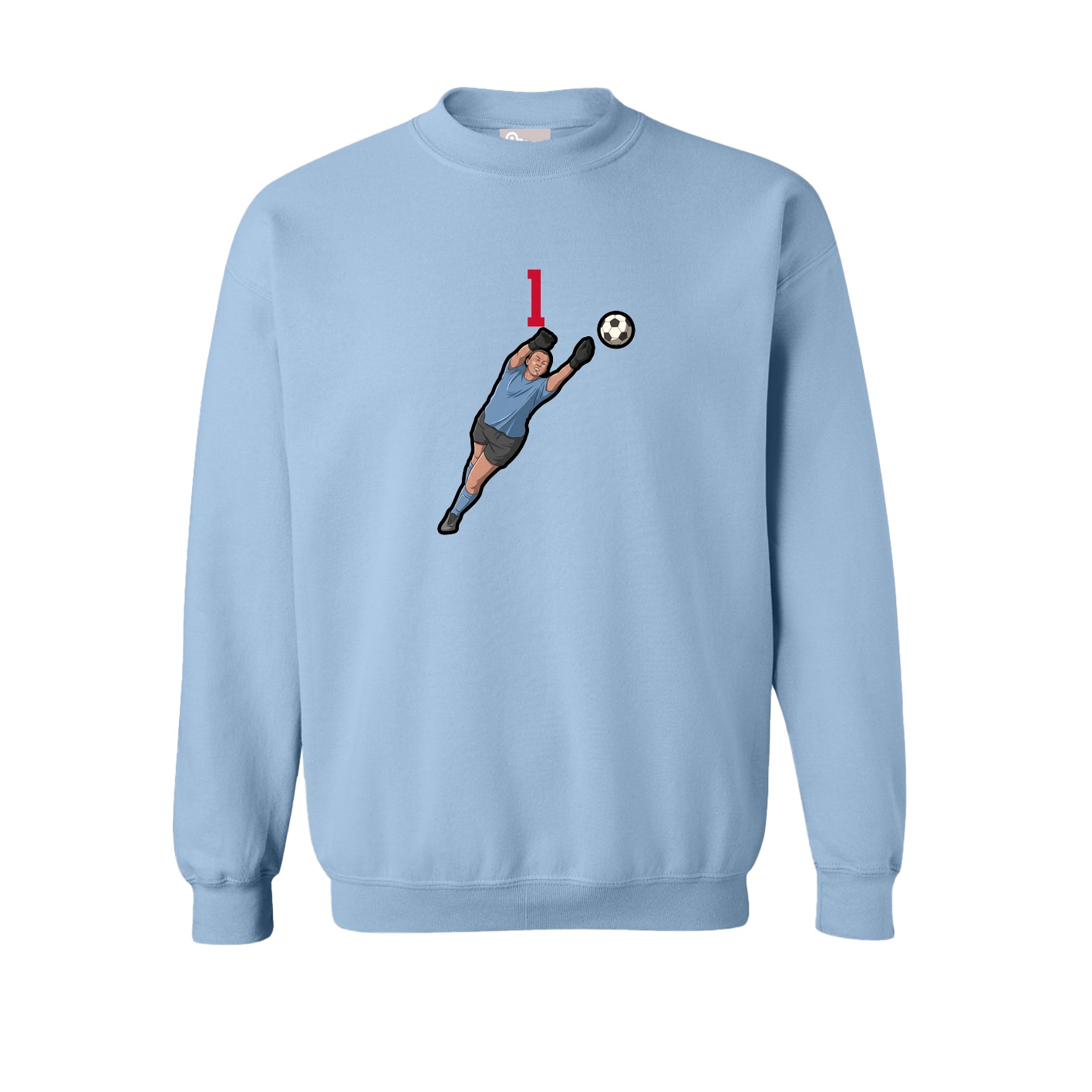 Fleece Crew — Number Top in Light Blue